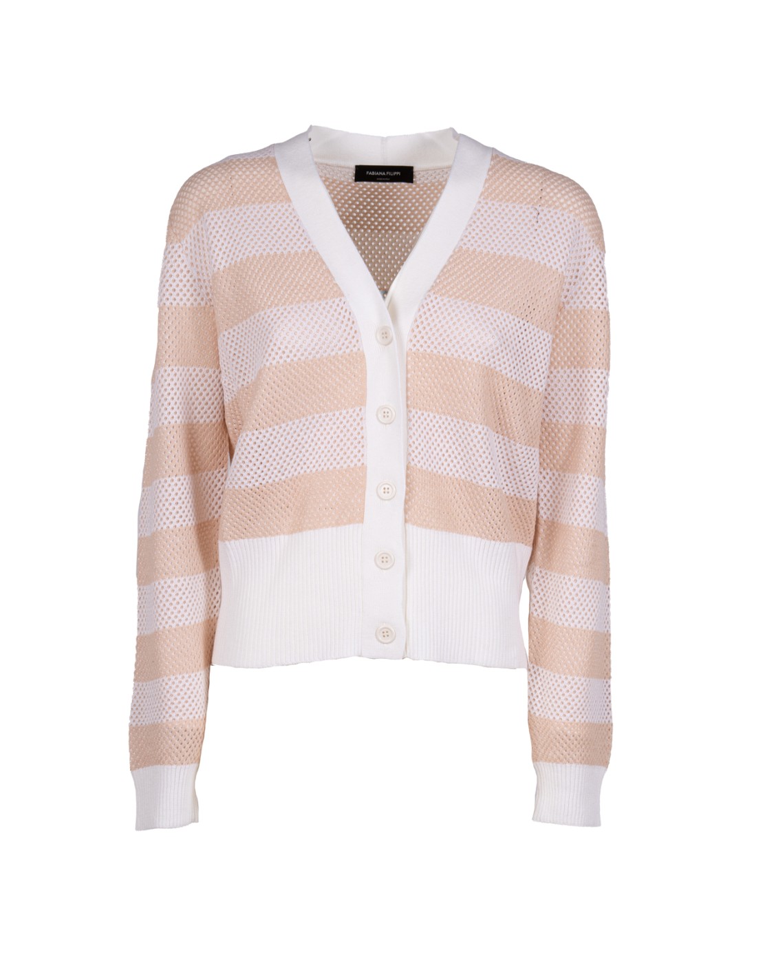 shop FABIANA FILIPPI  Cardigan: Fabiana Filippi cardigan in lana e cotone.
Abbottonatura frontale.
Cropped.
Slim fit.
Composizione: 53% lana vergine, 47% cotone.
Made in Italy.. MAD265F095L238-VR2 number 1225881